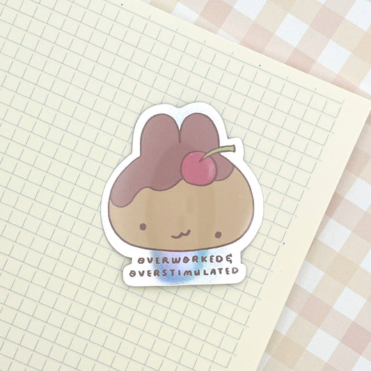 Overworked & Overstimulated Purin Vinyl Sticker
